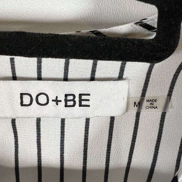 Do+Be Striped Long Sleeve Top Black White Womens Size Medium Flare‎ Tie Sleeve - Picture 6 of 8
